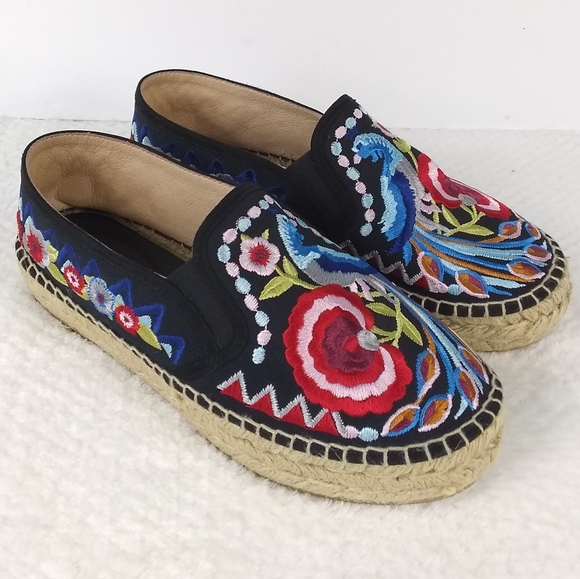 Johnny Was Shoes Johnny Was Espadrilles Floral Embroidered Peacock